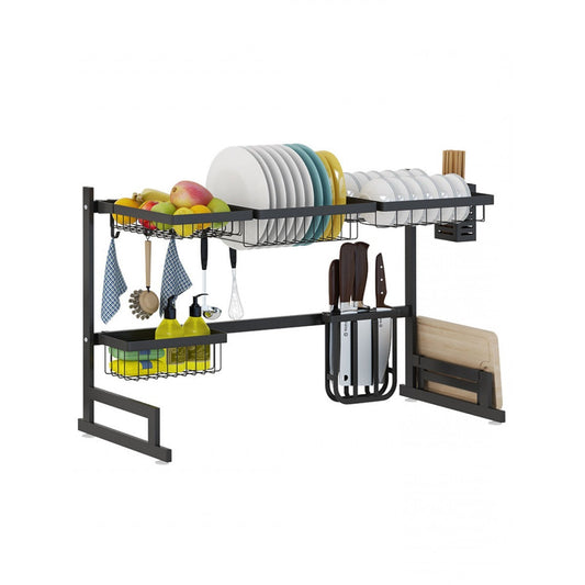 34.6" Stainless Steel Black Dish Drying Rack Over Kitchen - 2 Tier Drying Rack