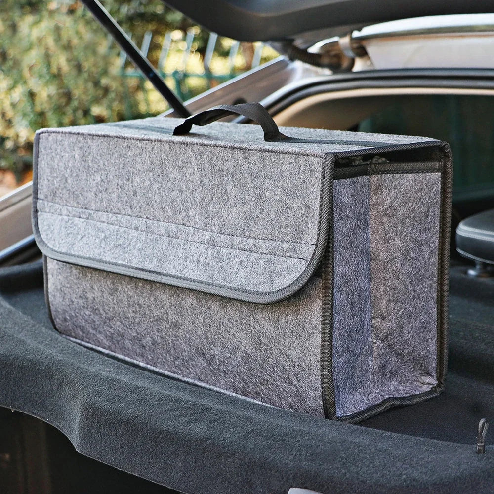 Car Trunk Organizer - Collapsible Anti-Slip Storage with Compartments for SUV & Auto