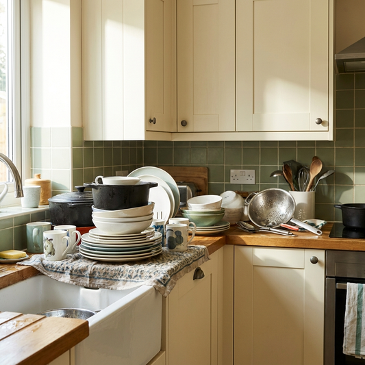 Before: wet dishes eat the whole counter