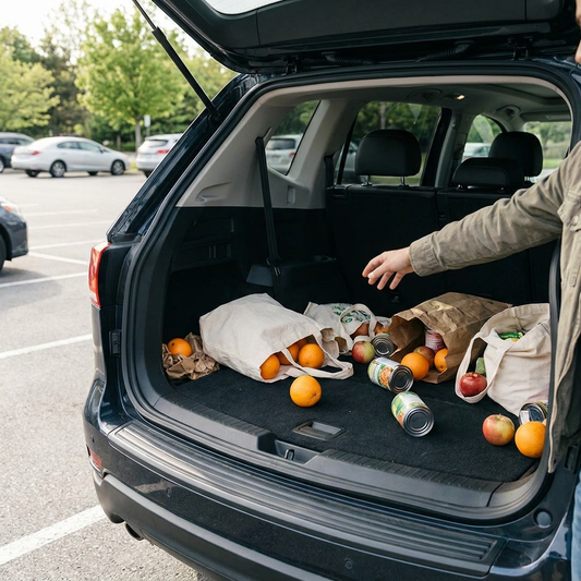 Before: groceries loose in the trunk again