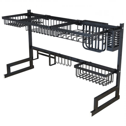 Dish Drying Rack Over Sink - 2 Tier Stainless Steel Rack with Utensil Holder