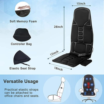 Back Massager Chair Pad - Shiatsu Massage Seat Cushion with Heat for Home, Office & Car