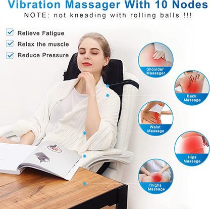 Back Massager Chair Pad - Shiatsu Massage Seat Cushion with Heat for Home, Office & Car