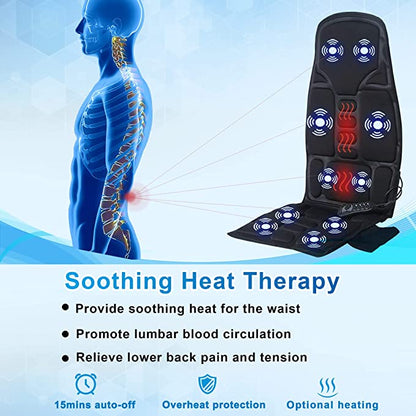 Back Massager Chair Pad - Shiatsu Massage Seat Cushion with Heat for Home, Office & Car