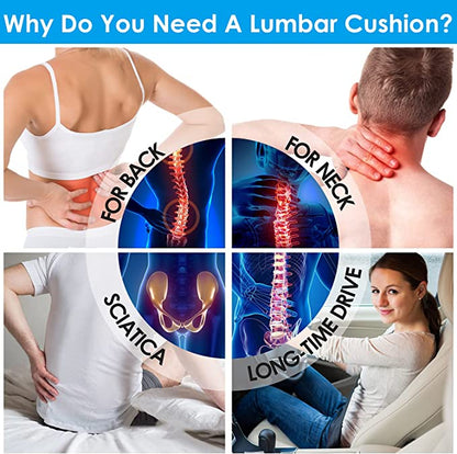 Lumbar Support Pillow - Memory Foam Back Cushion for Office Chair & Car Seat