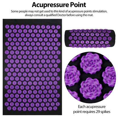 Acupressure Mat with Pillow - Yoga Massage Mat Set for Back & Muscle Relief
