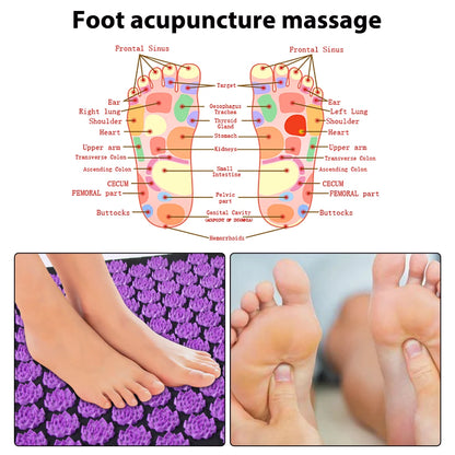 Acupressure Mat with Pillow - Yoga Massage Mat Set for Back & Muscle Relief