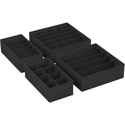 Drawer Organizer Set - 4 Piece Foldable Dividers for Socks, Underwear & Ties