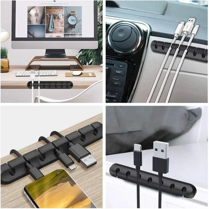 Cable Clips - Silicone Cord Organizer for Desk, Adhesive Cable Management Holder