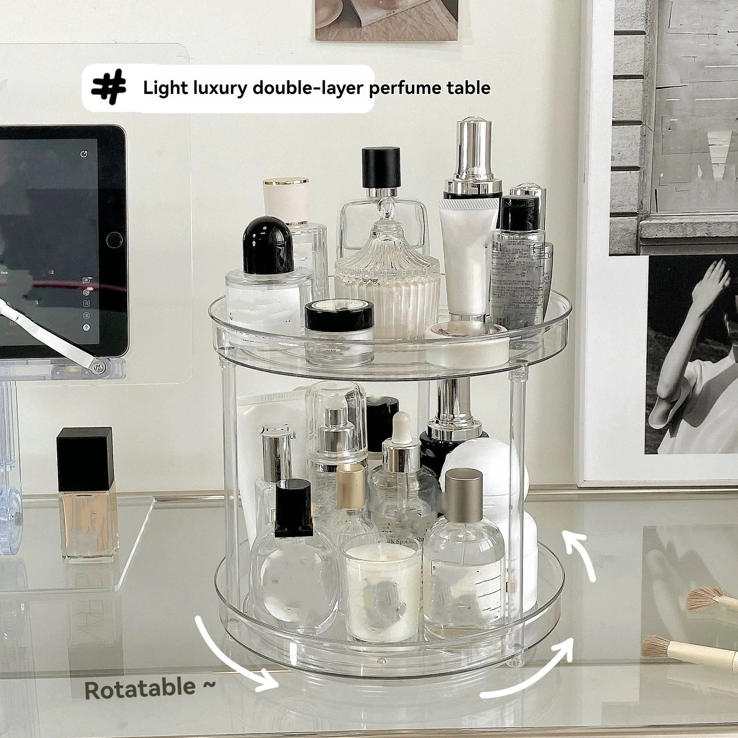 1Pc/Kitchen Rack Transparent Rotating Storage Rack Spice