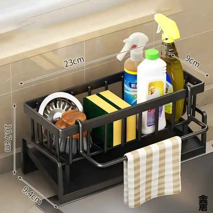 Kitchen Sink Caddy - Faucet-Mounted Sponge Holder & Drainer Rack for Dish Soap