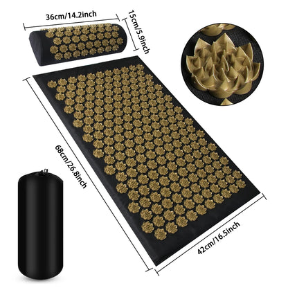 Acupressure Mat with Pillow - Yoga Massage Mat Set for Back & Muscle Relief