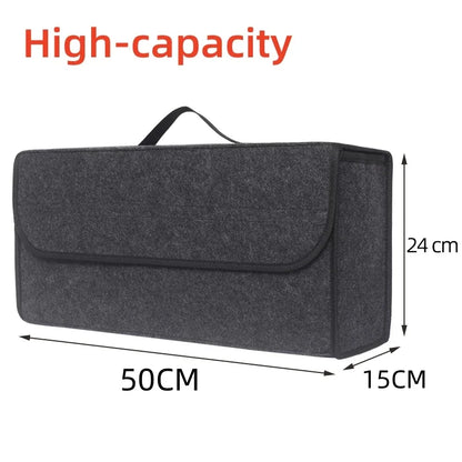 Car Trunk Organizer - Collapsible Anti-Slip Storage with Compartments for SUV & Auto