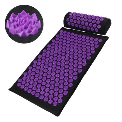 Acupressure Mat with Pillow - Yoga Massage Mat Set for Back & Muscle Relief