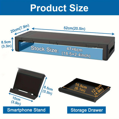 Monitor Stand Riser - Height Adjustable Desk Riser with Storage Drawer