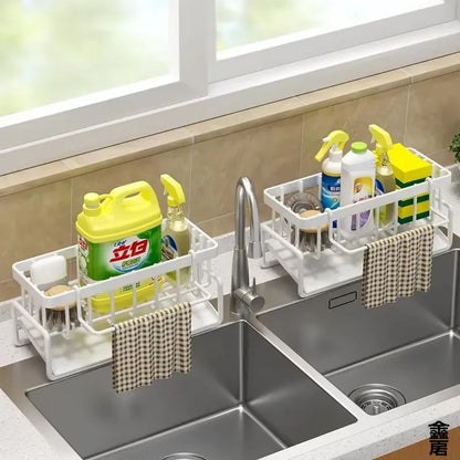 Kitchen Sink Caddy - Faucet-Mounted Sponge Holder & Drainer Rack for Dish Soap