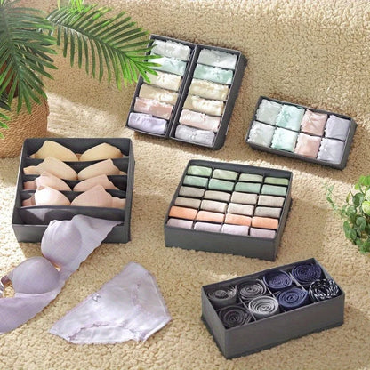 Drawer Organizer Set - 4 Piece Foldable Dividers for Socks, Underwear & Ties