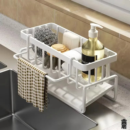 Kitchen Sink Caddy - Faucet-Mounted Sponge Holder & Drainer Rack for Dish Soap