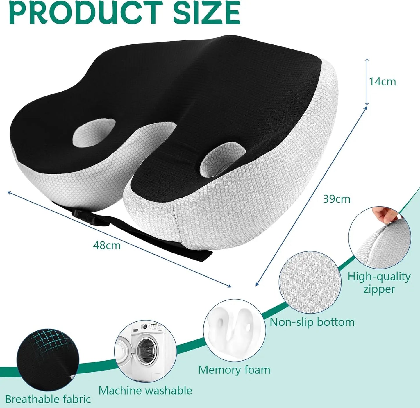 1pc Shape memory foam orthopedic cushion