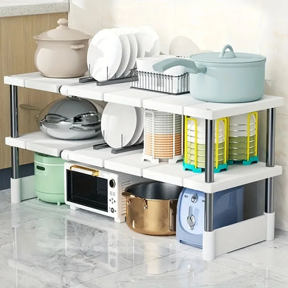 Under Sink Storage Rack - Adjustable Cabinet Organizer Shelf for Kitchen & Bath