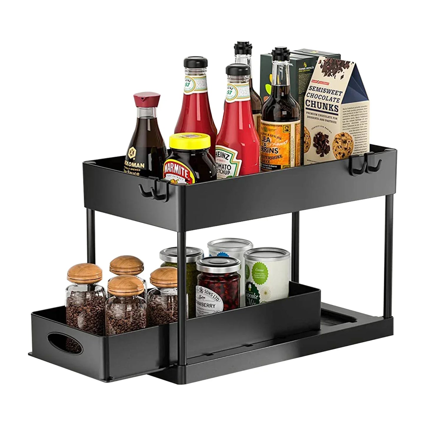 2 Tier Under Sink/Kitchen Sliding Cabinet Basket Organizer Storage