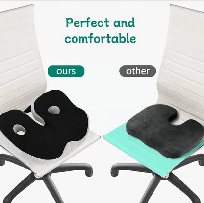 Memory Foam Seat Cushion - Ergonomic Coccyx Cushion for Office Chair, Desk & Car