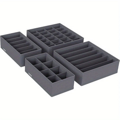 Drawer Organizer Set - 4 Piece Foldable Dividers for Socks, Underwear & Ties