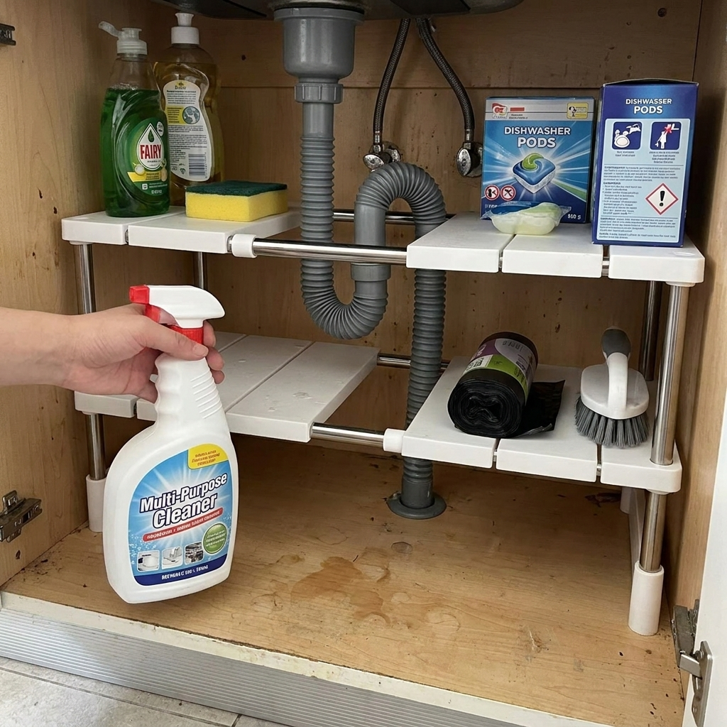 Adjustable Under Sink Storage Rack