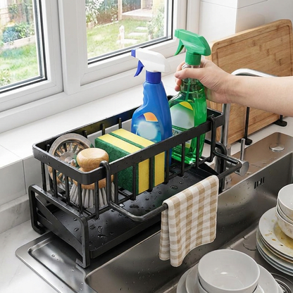 Kitchen Sink Caddy - Faucet-Mounted Sponge Holder & Drainer Rack for Dish Soap