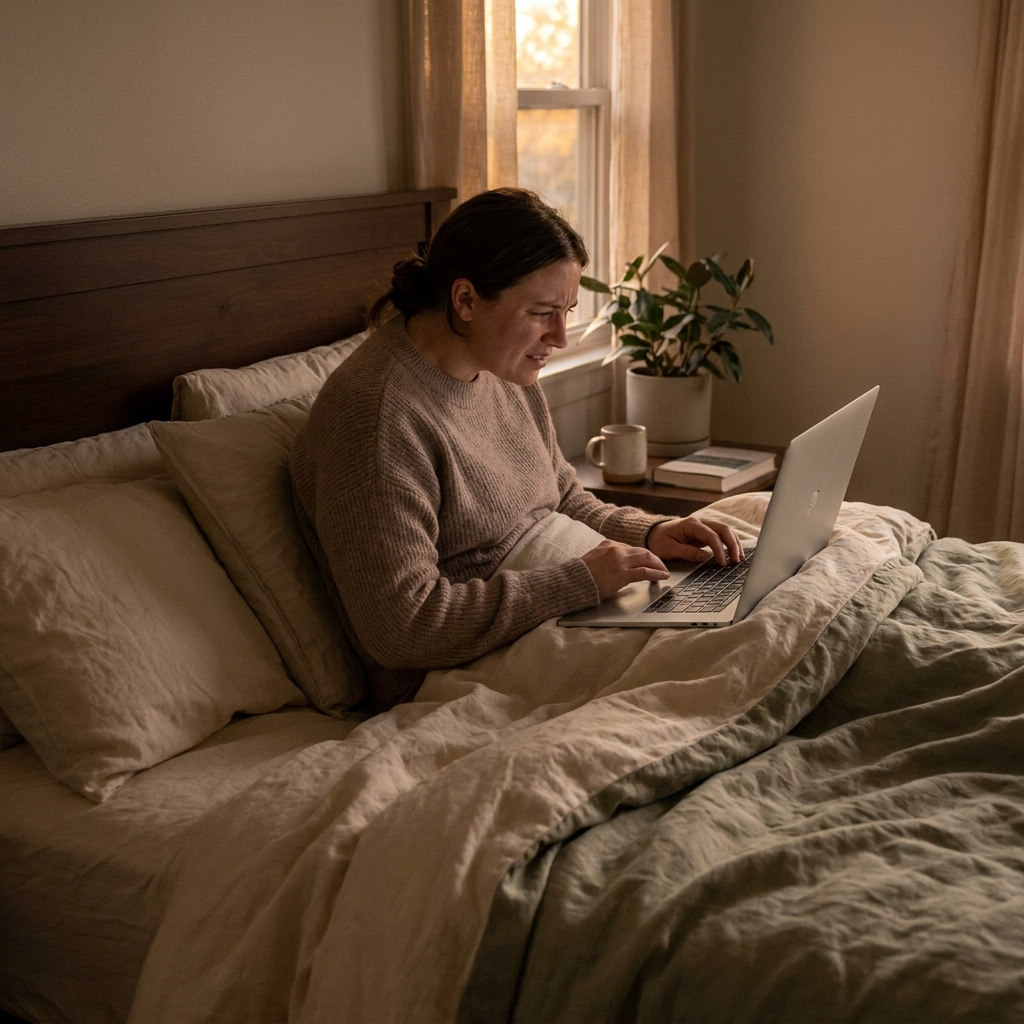 Before: a flat pillow is no way to sit up in bed