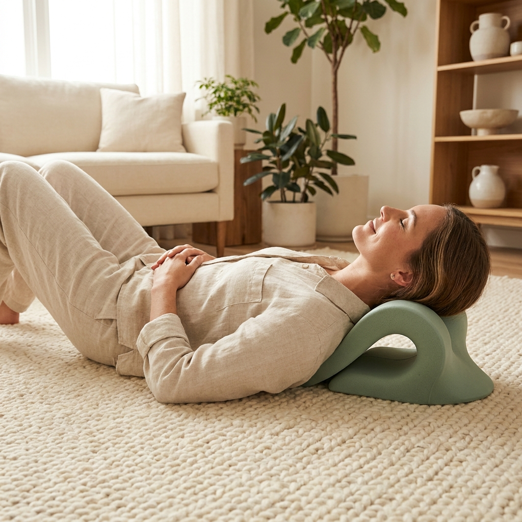 After: ten relaxing minutes on the neck stretcher