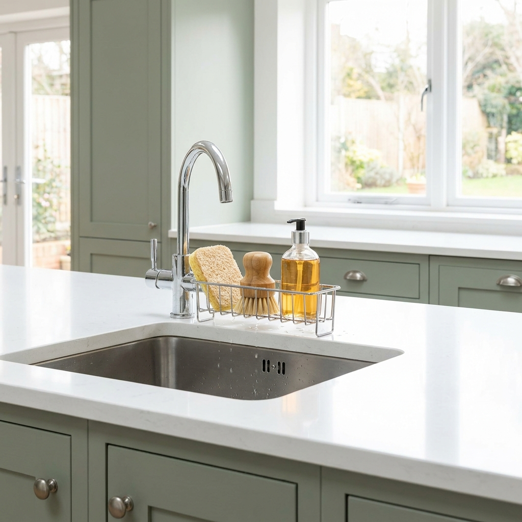 After: everything drains straight into the sink