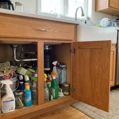 Before: digging through the under-sink jumble