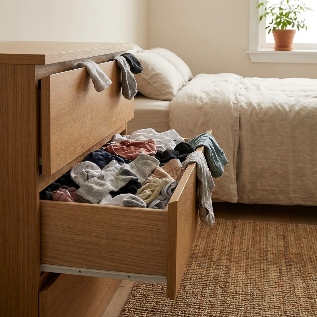 Before: the drawer that barely closes