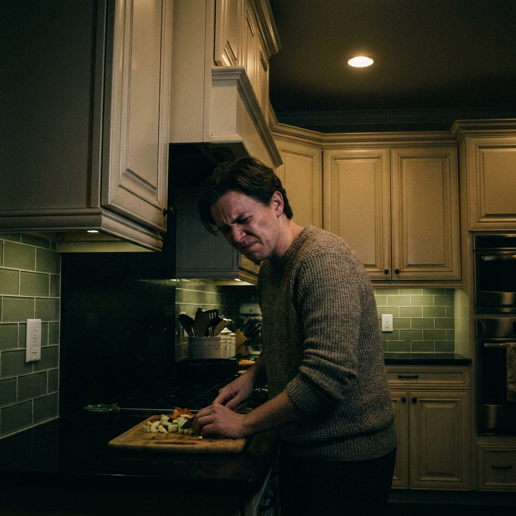 Before: working in your own shadow on a dark counter