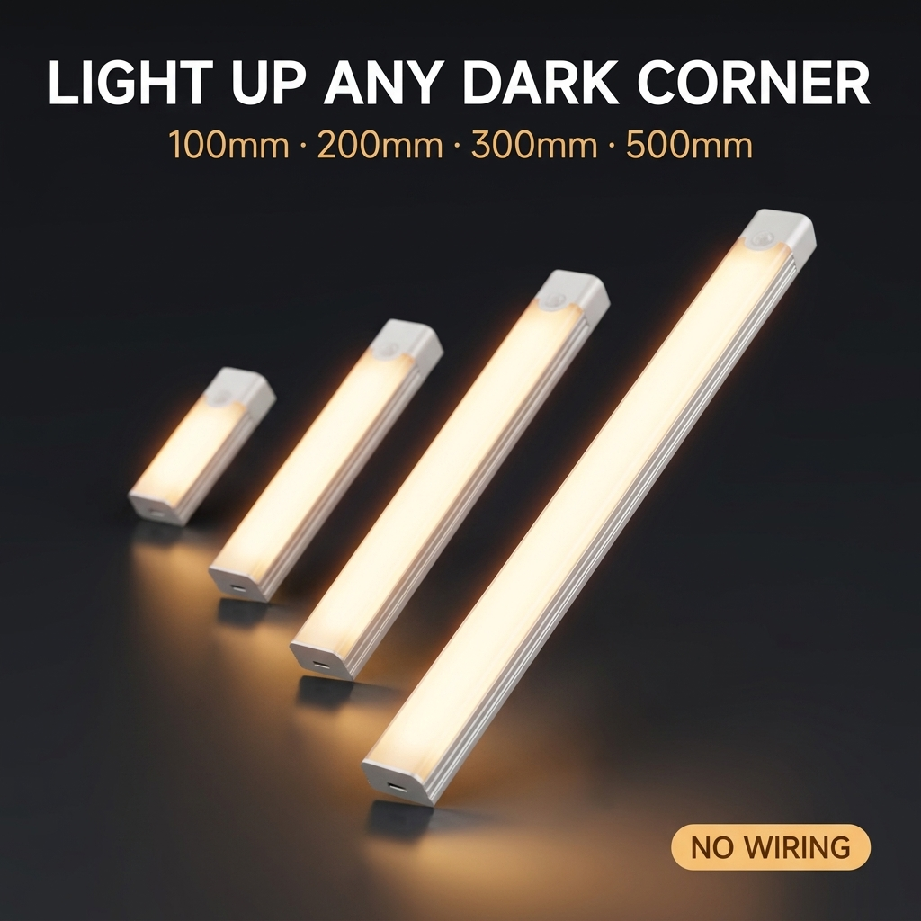 Hero: rechargeable motion sensor LED light bars, 100mm to 500mm, no wiring required