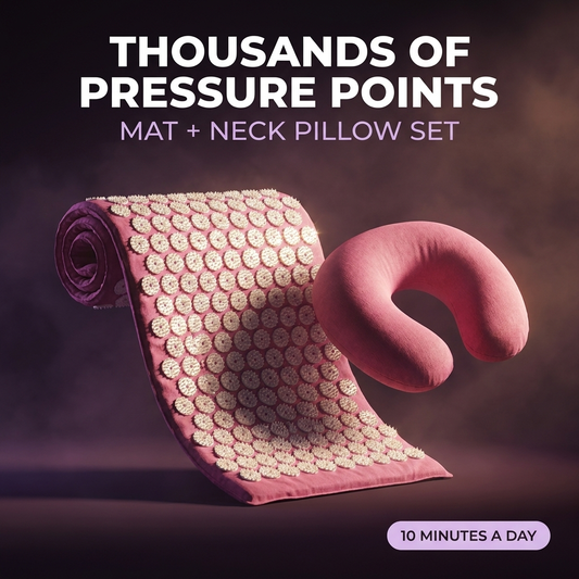 Hero: acupressure mat and neck pillow set with thousands of pressure points