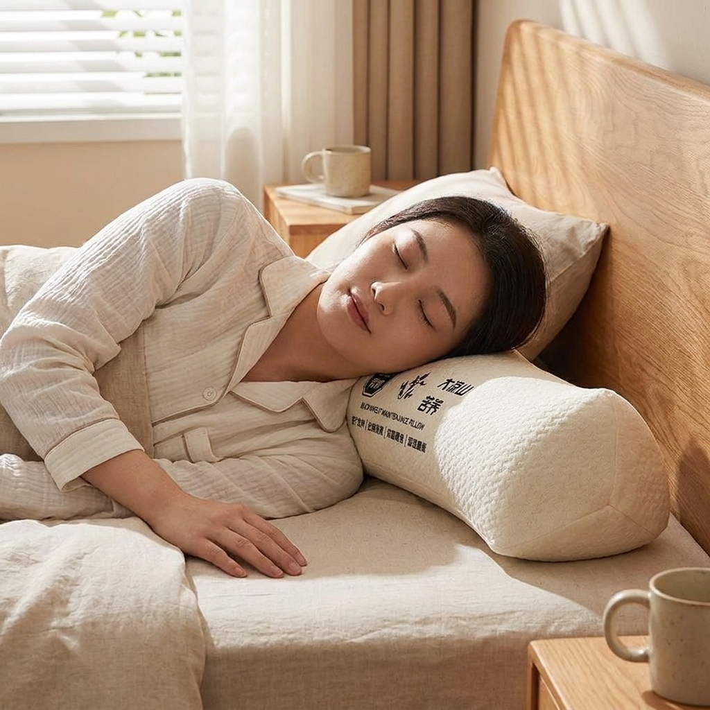 After: sleeping soundly with the neck cradled on the buckwheat pillow