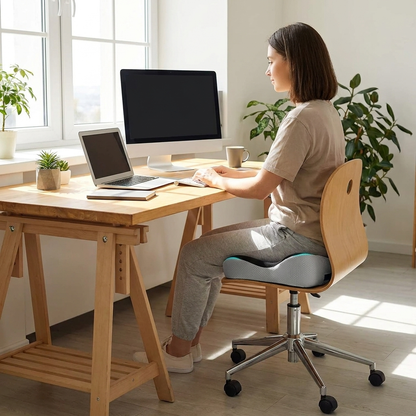 After: working comfortably on the memory foam seat cushion